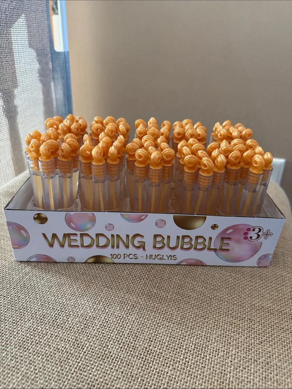 Gold Wedding Bubble Wands - 100 Pack